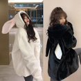 thumbnail image 4 of lanema Women Winter Faux Hoodies for Ears Zip Up Fuzzy Plush Sweatshirt Coat Oversized Loose Parkas Outwear with Pockets, 4 of 20