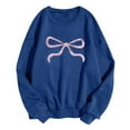 thumbnail image 2 of Tops for Women under $10 Long Sleeve Bow Tie Printing Round Neck Loose Sweatshirts Blue XL, 2 of 4