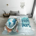 thumbnail image 5 of Honeii Let's go Travel Around the World Print Fleece Blanket - Throw Blanket for Bed, Sofa, Couch, Camping, and Travel , Microplush Ultra Soft Warm Blanket-80"x60", 5 of 7
