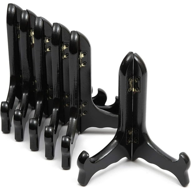 6Pack Mini 5" Black Wood Easel Stand Display Holder for Art Plate Dish