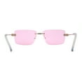 thumbnail image 4 of Womens Slick Minimal Luxury Rimless Rectangle Retro 90s Sunglasses Gold Pink, 4 of 4