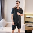 thumbnail image 2 of Aisomnus   Men's Silk Pajama Set | Silky Satin | Short Sleeve Top and Shorts | Button Pajama Set, 2 of 6