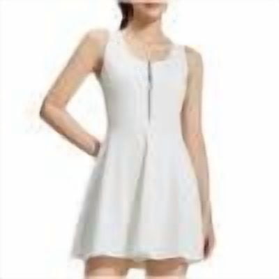 Timegard Dresses for Women Zipper Racerback Fitting Ruffle Outdoor Active Tennis Summer Dresses with Built in Bras,White