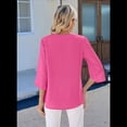 thumbnail image 4 of Blusa Informal de para Mujer, Cuello en V, 1/2 con Volantes, Corte Holgado, Color Rosa, Talla XL, 4 of 6