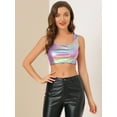 thumbnail image 2 of DARING DIVA Women's U Neck Sleeveless Shiny Metallic Crop Top XS Light Purple, 2 of 6