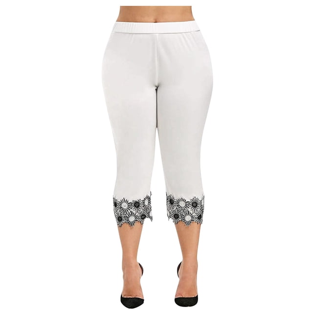 Gibobby Medias Termicas Afelpadas de Forro Polar Pantalones de verano con costuras sólidas de color de mallas grandes para deportes de yoga de encaje para mujer(Blanco,G)