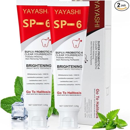 Super Ultra-6 Toothpaste, SP-6 Ultra Probiotics Whitening Toothpastes, Deep Cleansing for Coffee Stain, Tea Stain, Wine Stain, Bad Breath, Oral PH Balance- Tea Flavor, 2 Pack