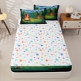 thumbnail image 3 of catabedysis Pixel Camping Zipper Full Size Comforter Sets with Fitted Sheet and 2 Pillowcases,Campfire Tent Print Zipper Bedding Set For Boys,Multicolor,Colorful Stars Reversible,4 Pieces, 3 of 7