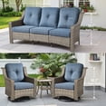 thumbnail image 4 of Ovios 5 Pieces Outdoor Patio Furniture Set High-Back Rattan Wicker Conversation Set Outdoor Sectional with Swivel Chairs & Solar Light Coffee Table, Denim Blue, 4 of 11