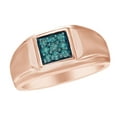 thumbnail image 2 of AFFY Simulated Blue Sapphire Square Comfort Fit Band Ring In 14k Rose Gold Over Sterling Silver (0.25 cttw)Ring Size-6, 2 of 2