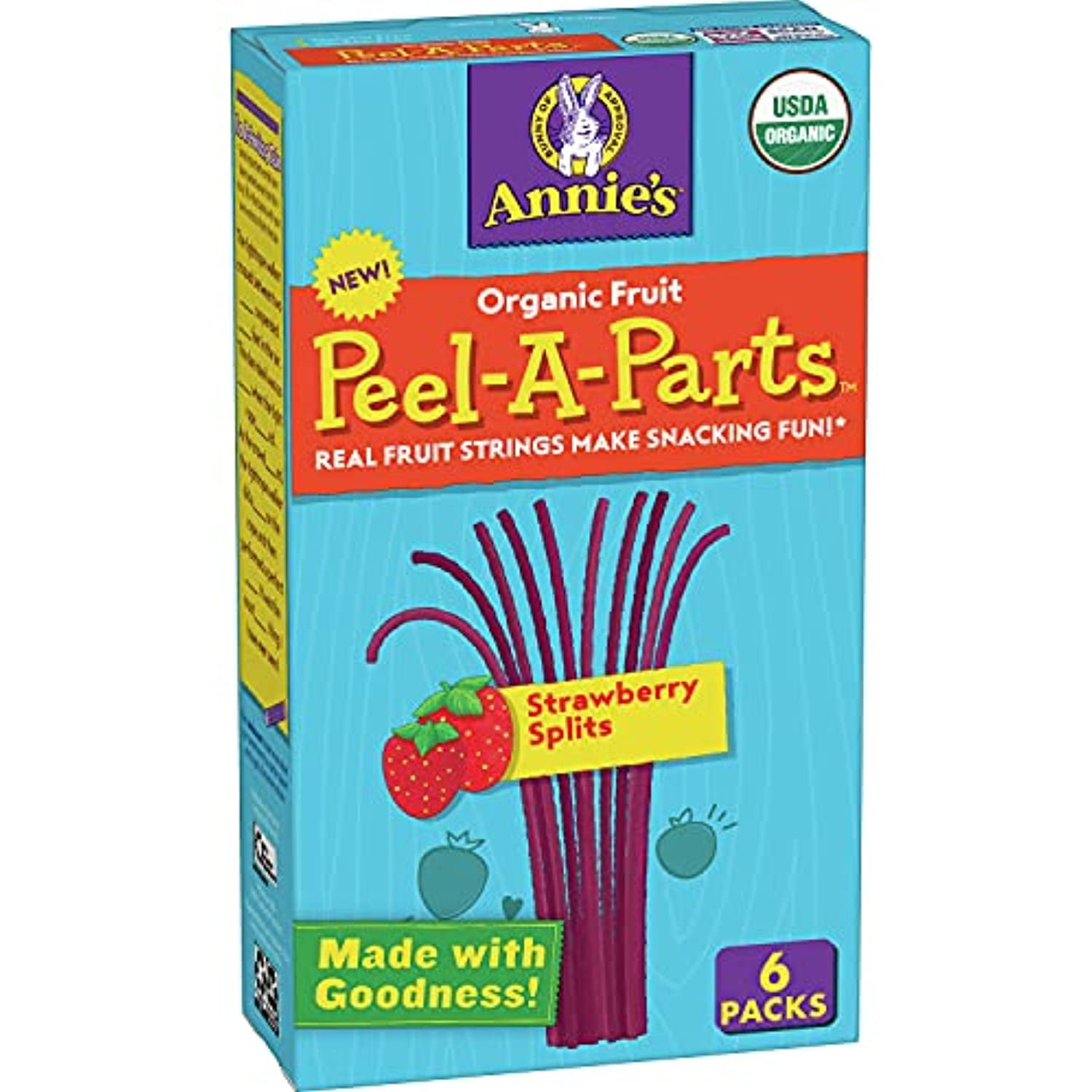 Annies Organic Fruit Peel-A-Parts Fruit Snacks, Strawberry Splits, 6 Ct