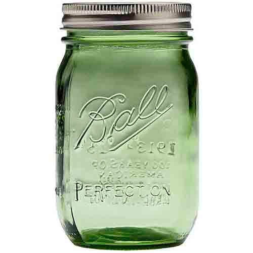 Vintage Dolgencorp 12 SIDED Canister Jar GREEN Mason Canning Glass Pint Wired 