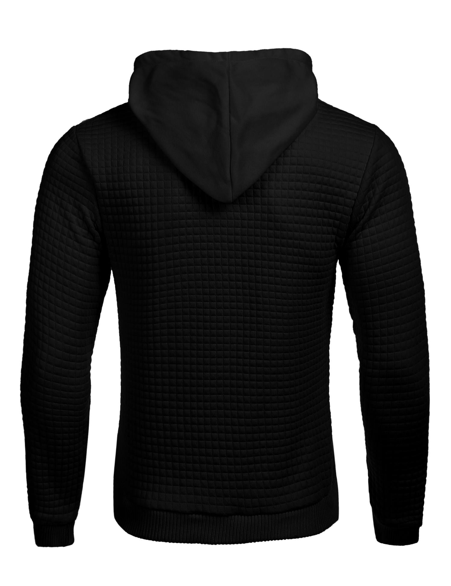 COOFANDY Men's Fashion Hoodies Sweatshirt Long Sleeve Workout Waffle Pattern Sweatshirts Solid Long Sleeve Pullover Black