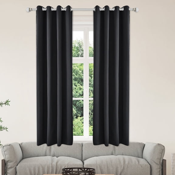 Blackout Curtains 52 x 84 inches Long Black Curtains Set of 2 Panels Thermal Insulated Room Darkening Curtains for Bedroom