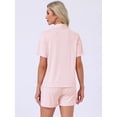 thumbnail image 4 of DARING DIVA Women's Solid Pajama Sets Short Sleeves Cute Soft Elastic L Light Pink, 4 of 7