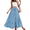Sky Blue, variant on Mengpipi Women's Romantic Floral Print Maxi Skirt Elastic Waistband A-Line Long Skirt S-2XL