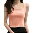 thumbnail image 2 of Egmy1 Womens Tank Tops Women's New Solid Color Women's Square Neck Sleeveless Solid Ribbed Knit Crop Top Tank, 2 of 3