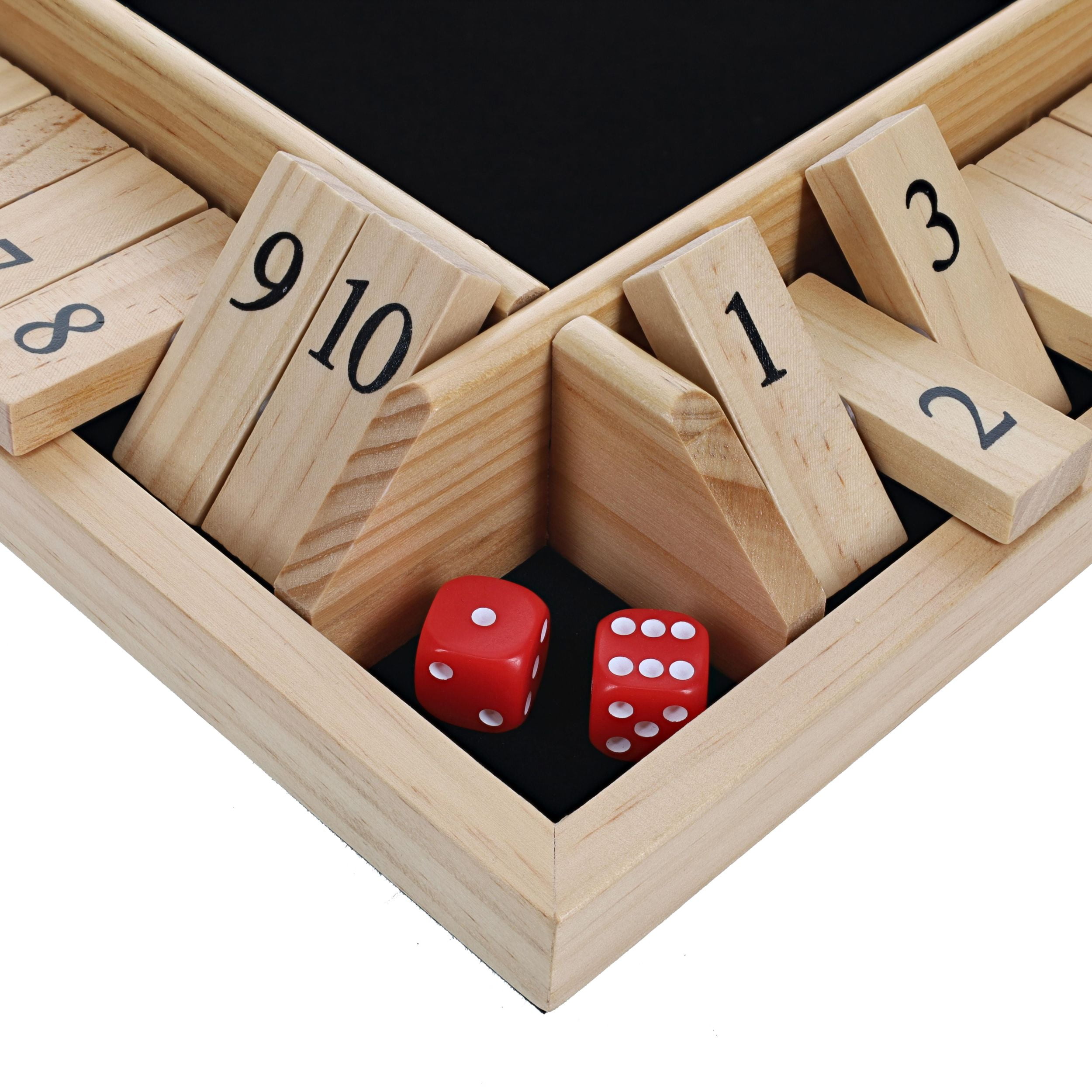 WE Games 4 Player Shut The Box Classic Dice Game - Natural Wood - 14 in.