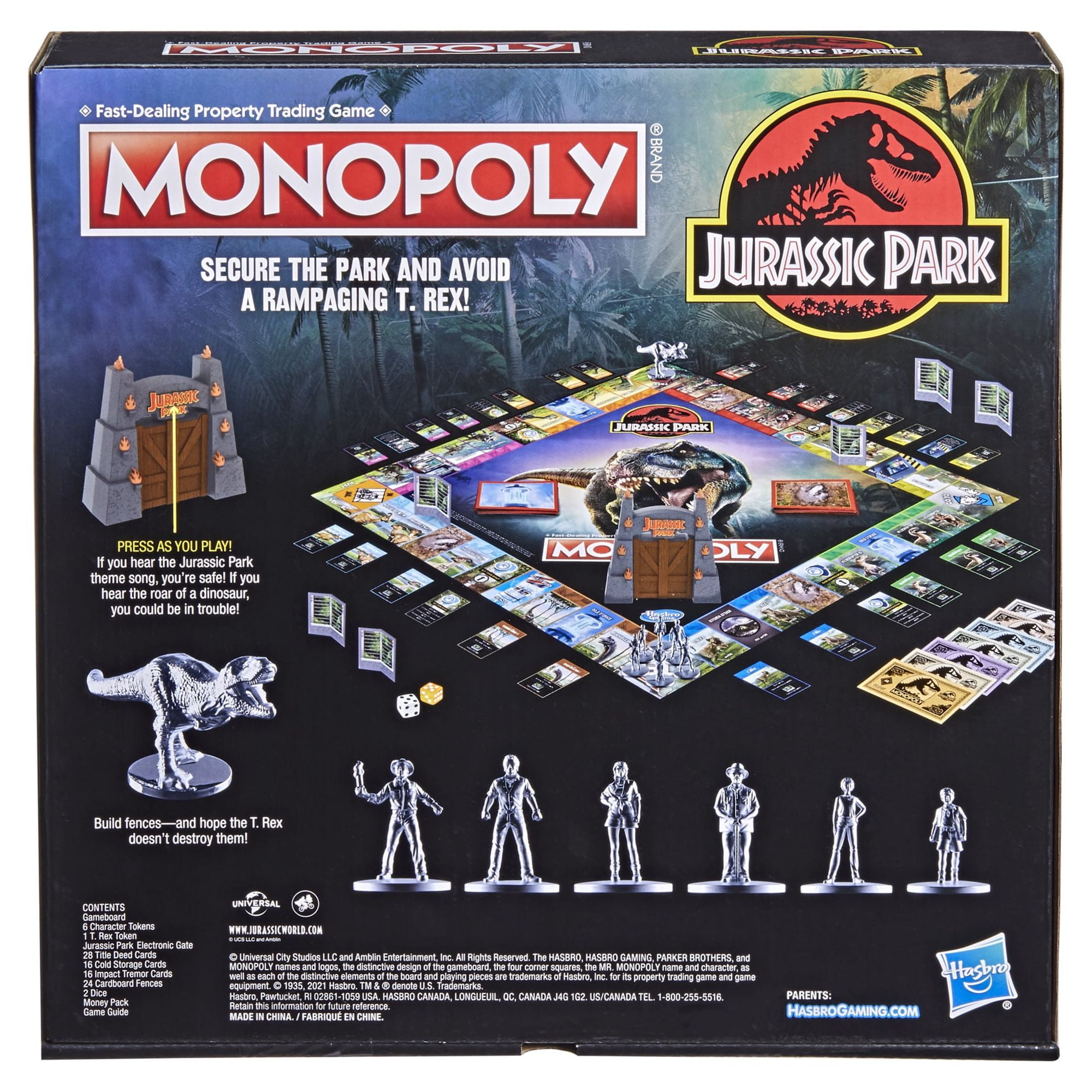Monopoly Jurassic Park Board Game for Kids and Family Ages 8 and Up, 2-6 Players