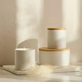thumbnail image 2 of Bouclair White Bouclair Green Tea Candle with Wooden Lid 4 X 4.25 in (10.16 X 10.8 cm), 2 of 10