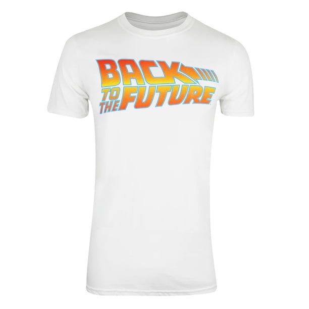 Back To The Future - Camiseta Logotipo de Algodón para Hombre (Blanco)