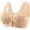 Beige, variant on Women Wireless Front Snap Vest Bra, Fixed Cup Floral Lace Bralette, Wide Strap Comfort Everyday Support Brassiere Khaki 42