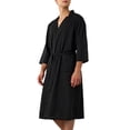 thumbnail image 2 of Akafmk Men's Waffles Robe 3/4 Sleeve V-Neck Sleepwear with Pockets Belt, Soft Breathable Bathrobe, 2 of 4
