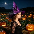 thumbnail image 4 of Odeerbi Kids Boys Girls Halloween Witch Hat Rose Tulle Wide Brim Pointed Tall Hat Party Dress Up Accessory, 4 of 7