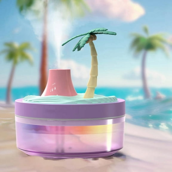 Cute Mini Humidifier Coconut Tree Desktop Humidifiers for Bedroom Portable Small Cool Mist Humidification for Home,1 x humidifier 1 x Charging cable 1 x Cotton swab