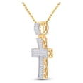 thumbnail image 2 of 10kt Yellow Gold Mens Princess Diamond Cross Charm Pendant 1 Cttw, 2 of 2