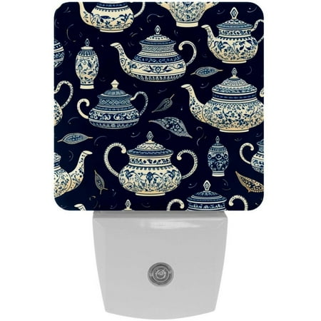

Arabic teapot LED Square Night Light - Small and Bright Square-shaped LED Night Light for Bedroom Bathroom and Hallway - Compact Plug-in Nightlight with Auto on/Off Sensor