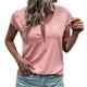 thumbnail image 1 of Camiseta casual de verano para mujer, cuello redondo, cremallera, encaje, blusas, túnica suelta, manga corta, 1 of 6