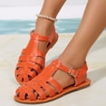 thumbnail image 5 of Sandals Wide Feet, Womens Sandals Wide Width, Women's Flat Sandals, Women's Mexicanos Huaraches Sandals Summer Beach Vacation Closed Toe Ankle Strap Flats Walking Wedding Shoes, Saffron 8, 5 of 7