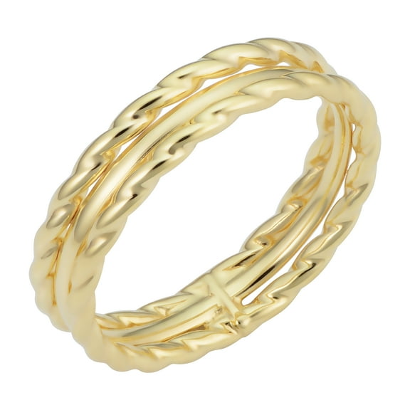 KoolJewelry Minimalist 14k Yellow Gold 4.7 mm Triple Band Ring (size 6)
