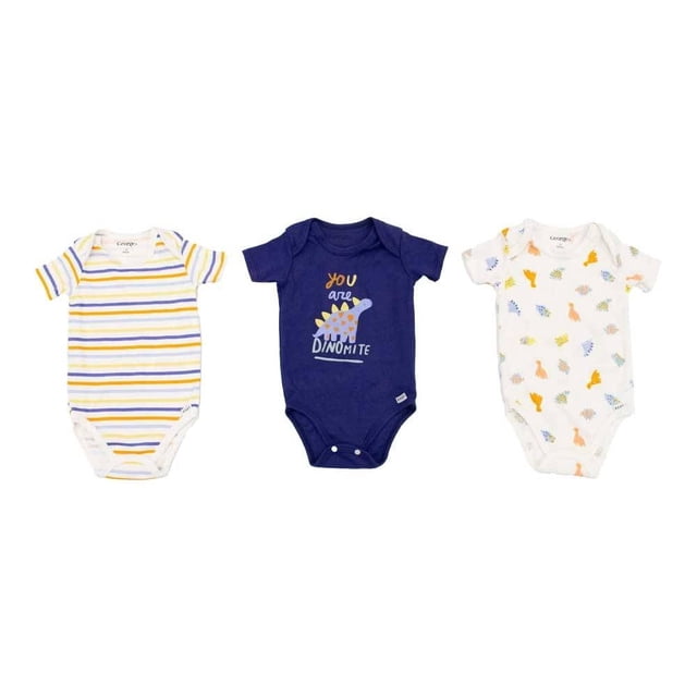 Pañaleros George Conjunto, marca George, set de 3, pañaleros estampados manga corta, bebo, talla 3M