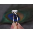 thumbnail image 3 of Oval cut Man made diamond moissanite and Man made diamond moissanite Halo Engagement Ring with 18k Gold Plating, 3 of 6