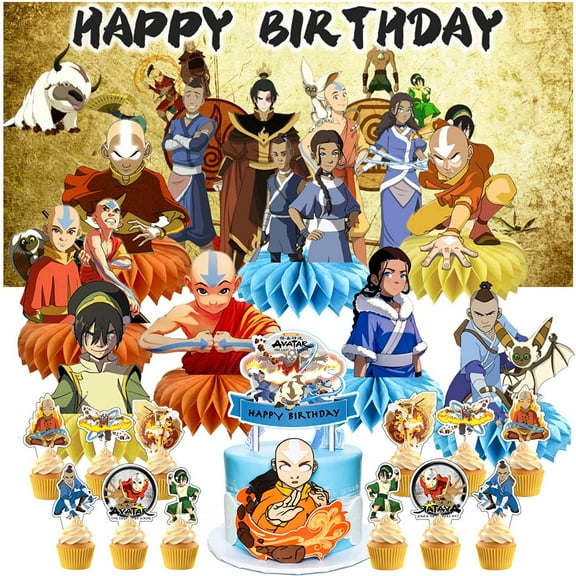Avatar The Last Airbender Party Supplies Honeycomb Centerpieces Table Toppers Decorations for Birthday Backdrop Banner