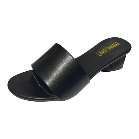 

Aufmer Sandals with Heels for Women Wide Ladies Middle Heels Shoes Platform Summer Non-Slip Causal Slippers