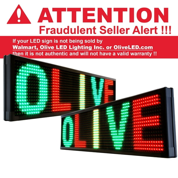OLIVE LED Neon Sign 12" x 41"(P15)Double Sided RGY Programmable