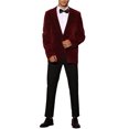 thumbnail image 2 of Inspire Chic Chaquetas de Deporte de Terciopelo para Hombre con Solapa de Muesca, Blazers Formales de Un Solo Botón, Ajuste Slim, Burdeos M, 2 of 5