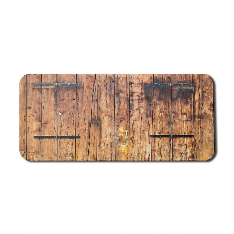 Rustic Computer Mouse Pad, Antique Timber Planks in Weathered Tones Locks Vintage Style Country House Picture, Rectangle Non-Slip Rubber Mousepad