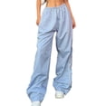 thumbnail image 1 of Minnieouse Reemplazo de pantalón de poliéster Color sólido Banda elástica Casual Transpirable Moda Pantalón largo Ropa Azul claro Type3 NO3, 1 of 6