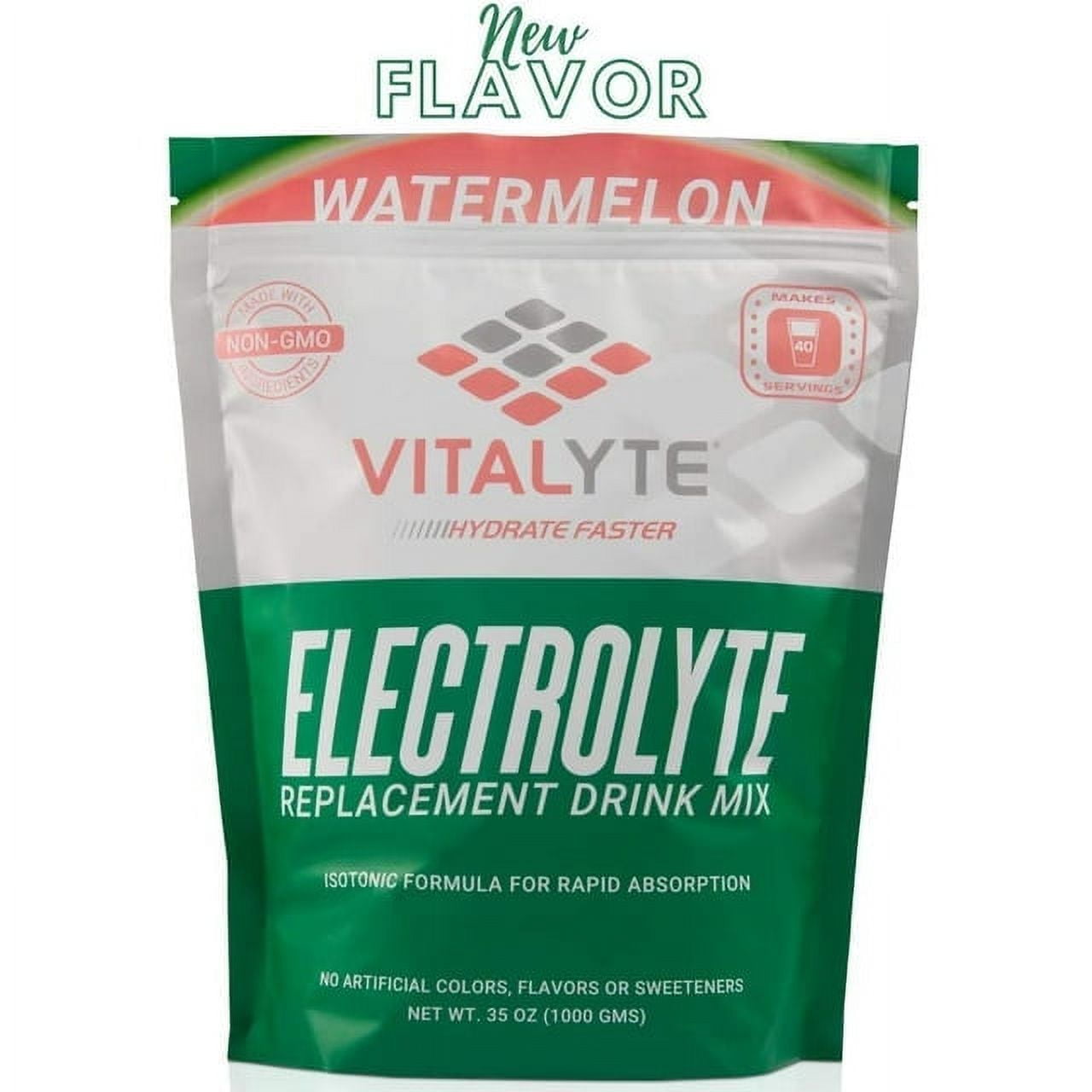 Vitalyte Watermelon Electrolyte Powder Mix, Isotonic Hydration, 160 Servings (4-pack, 35 oz Each)