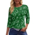 thumbnail image 6 of Womens St Patricks Day Plus Size 3/4 Sleeve T Shirts Funny Green Shamrock Graphic Saint Patrick's Day Tee Tops Army Green 2XL, 6 of 7