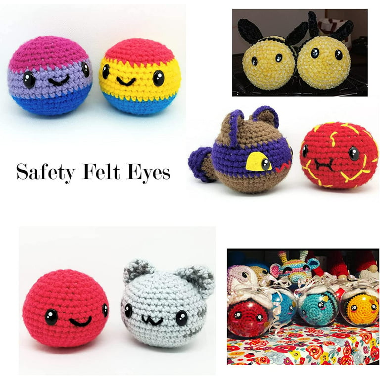 200pcs Kawaii Safety Eyes, 5 Sizes Craft Eyes Black Stuffed Animal Eyes  Kawaii Eyes with Washers Oval Resin Felt Eyes for Amigurumi Puppet Teddy  Bear