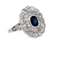 thumbnail image 3 of HeartsAndYou 4ct Natural Sapphire Diamond Stylish Dual Halo Floral Ring 14k SOLID White Gold, 3 of 9