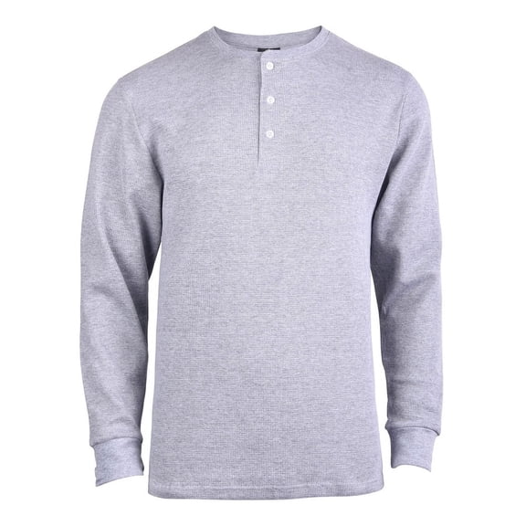 Knocker Men's Classic Waffle Knit Medium Weight Thermal 3-Buttons Henley Long Sleeve Tee Shirts Top