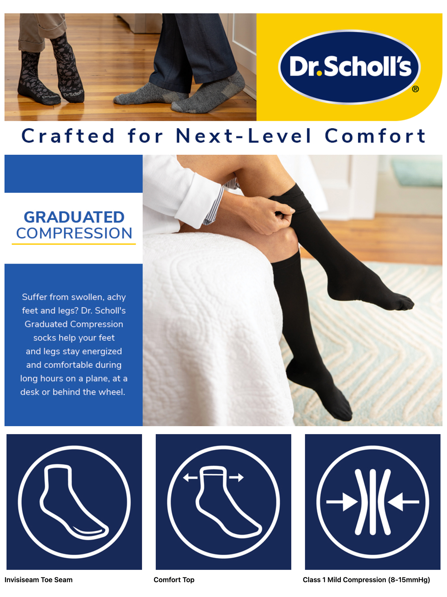 Dr. Scholl's Women's Travel Compression Knee High Socks, 3-Pack photo 6