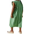 thumbnail image 3 of EIMELI Robe Longue Décontractée d'Été pour Femmes, Couleur Unie, Sans Manches, Col Rond, Robe de Plage, 3 of 5