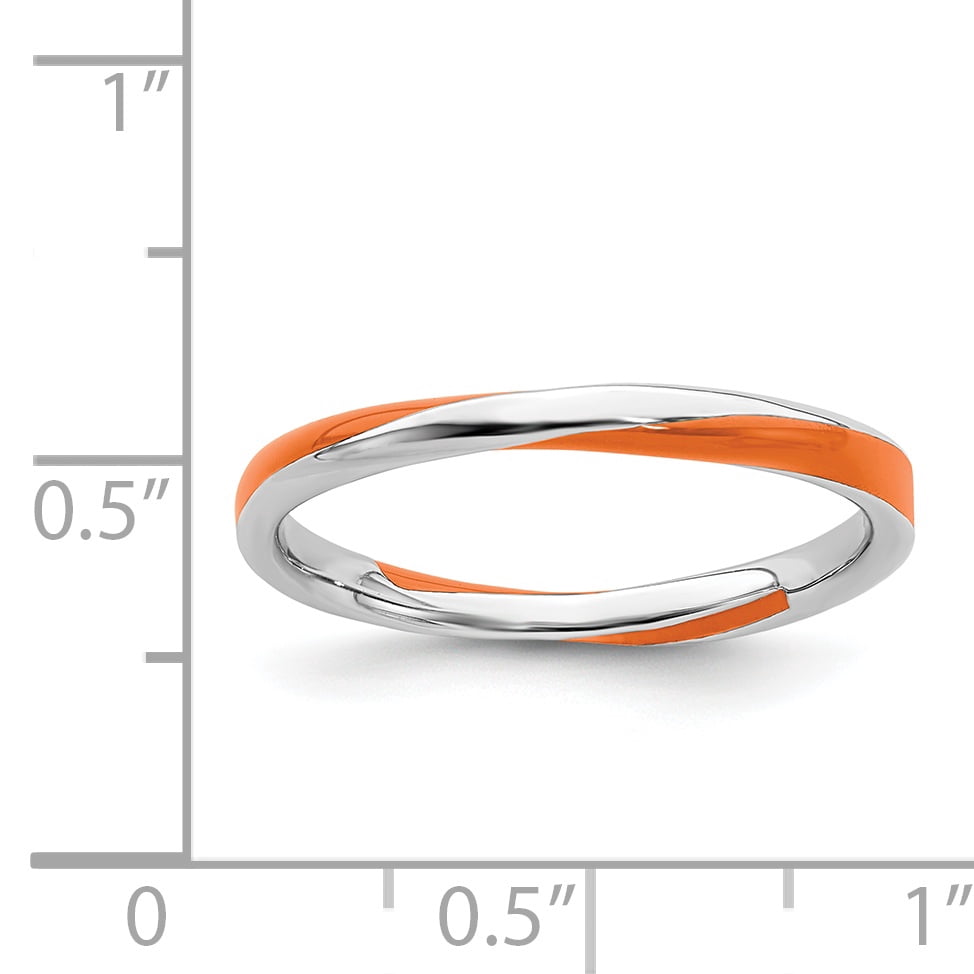 Stackable Expressions Sterling Silver Twisted Orange Enameled Ring